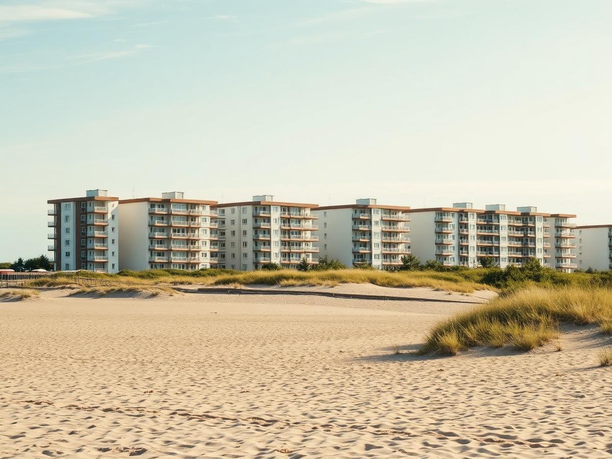 Strand och moderna lägenhetshus i Lomma
